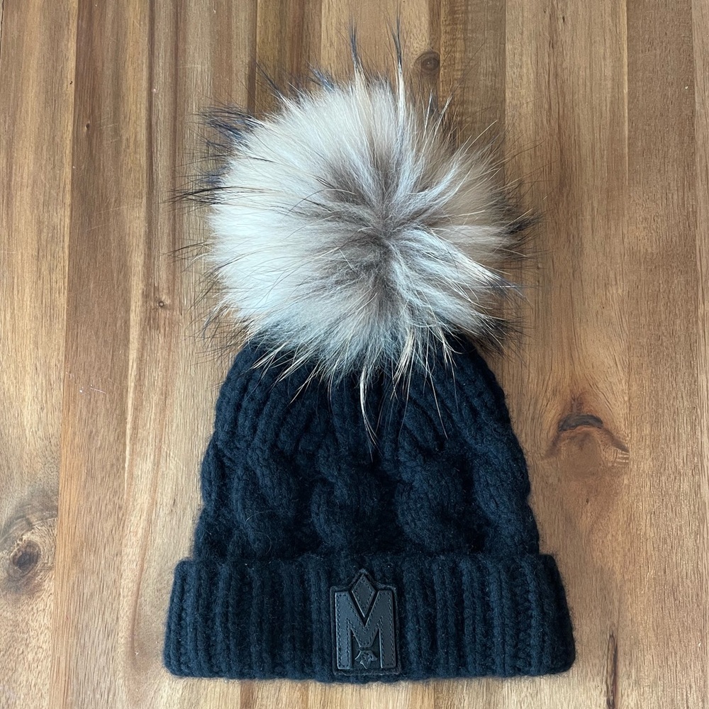 NWOT Mackage Baby Winter Hat Beanie with removable fur puff